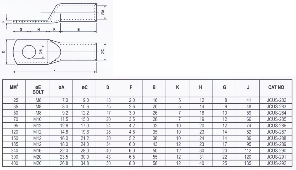 Copper Tube Terminial Heavy Duty Long Barrel